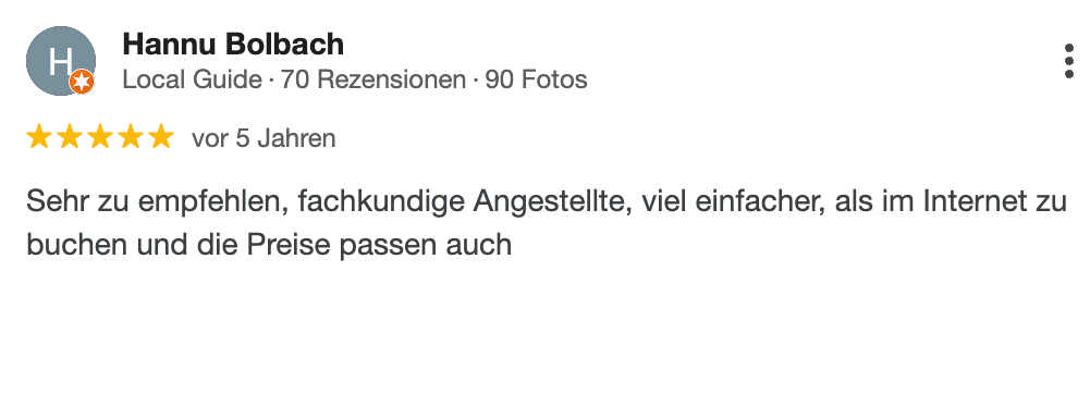 echte Bewertungen bei Google für das Reisebüro Ticket-Shop aus Konstanz