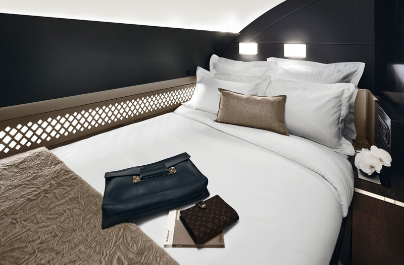 Schlafzimmer der Etihad Residence Suite im Airbus A380