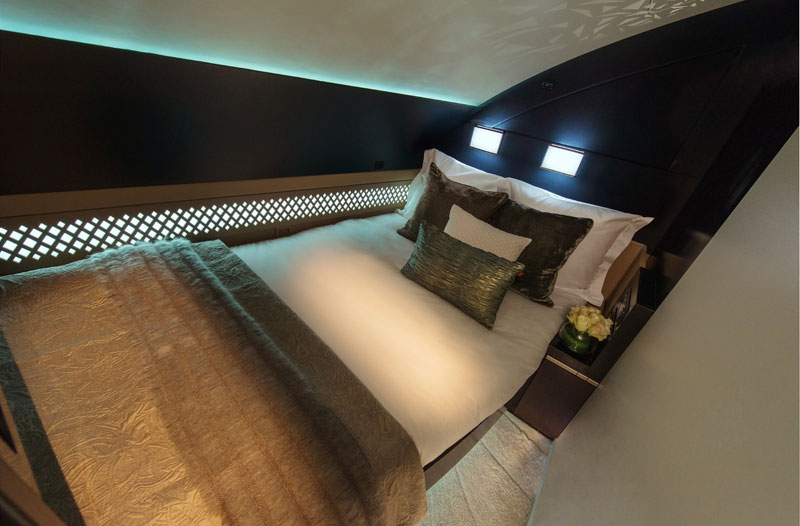 Schlafzimmer der Etihad Residence Suite im Airbus A380