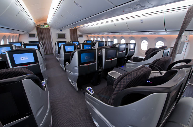 Business Class Kabine in der Boeing 787